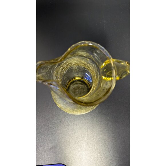 Kanawha Art Glass Crackle Glass Yellow Amber Pitcher - Picture 6 of 14